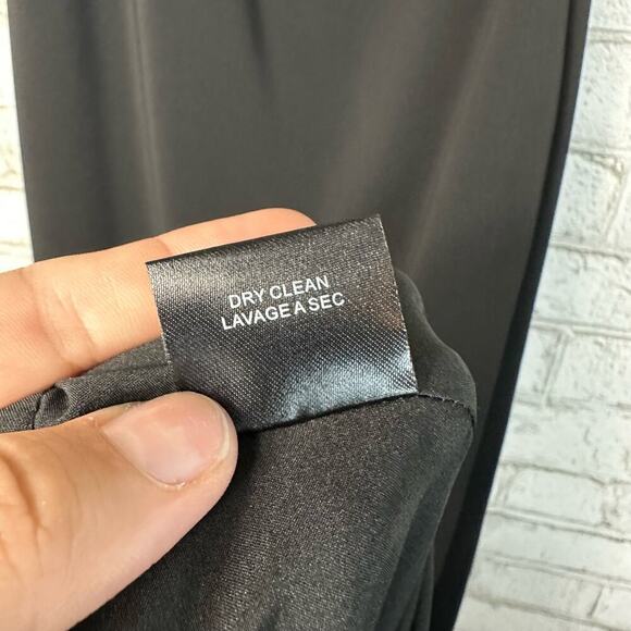 Badgley Mischka Black Dress Formal Maxi One Shoulder Silk Ruffle Minimalist 2 - Picture 6 of 7